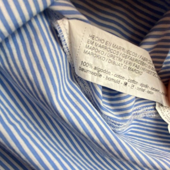 STRADIVARIUS Seersucker Summer Striped Lace Up Tank Top Nautical Blouse Size S - Picture 7 of 9